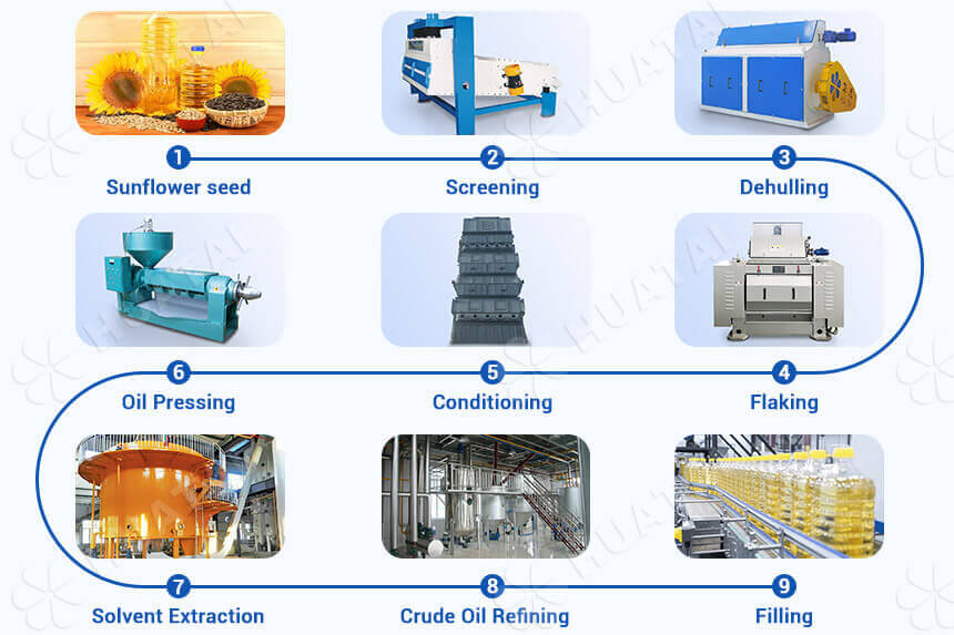 Ligne de production d’huile de tournesol